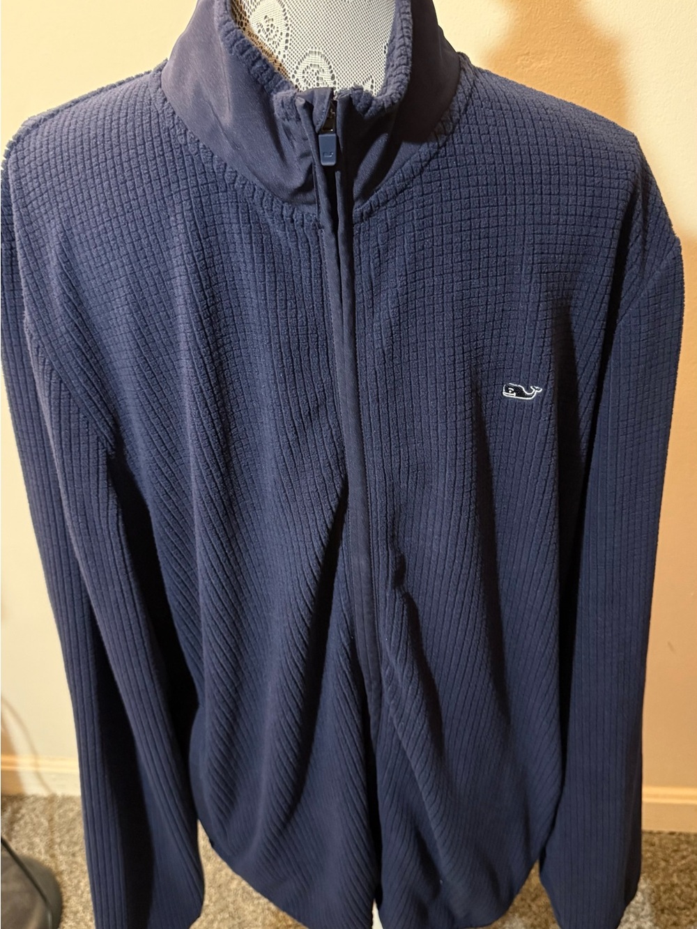 Vineyard vines men’s full zip navy jacket checkered pattern w/ whale size xl